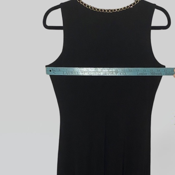 Coco Bianco Black Sleeveless Stretchy Maxi Dress Gold Chain Accent Size Small - Picture 8 of 8